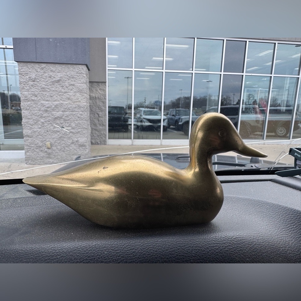 vintage large solid brass mallard duck figurine MCM